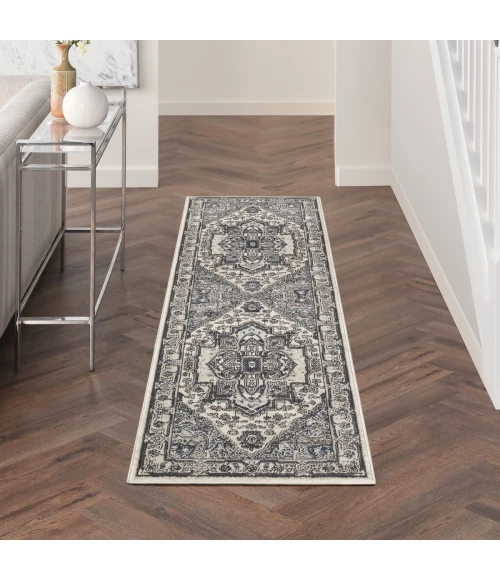 Nourison Quarry Ivory Navy QUA18 8 ft. Rect. Rug