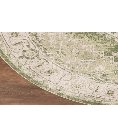 Nourison Astra Machine Washable Ivory Green ASW11 7 ft. 10 in. Round Rug