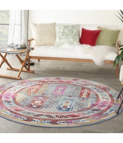 Nourison Home Vintage Kashan VKA06 Grey/Multi 6 ft. Round Area Rug