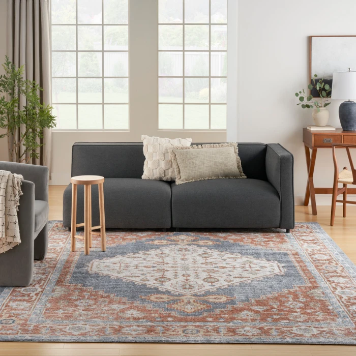 Nourison Astra Machine Washable Area Rug ASW11 Denim Multi