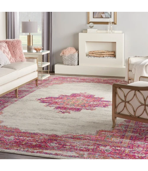 Nourison Passion Area Rug PSN03 Ivory/Fuchsia 12' x 18'