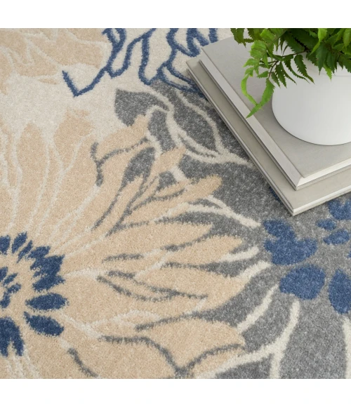 Nourison Passion Area Rug PSN17 Ivory Grey Blue 5'3" x 7'3"