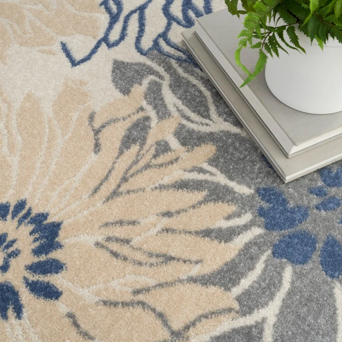 Nourison Passion Area Rug PSN17 Ivory Grey Blue 5'3" x 7'3"