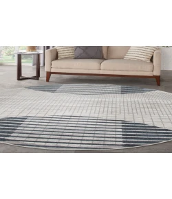 Nourison Home Astra Machine Washable ASW03 Ivory Blue 7 ft. 10 in. Round Area Rug