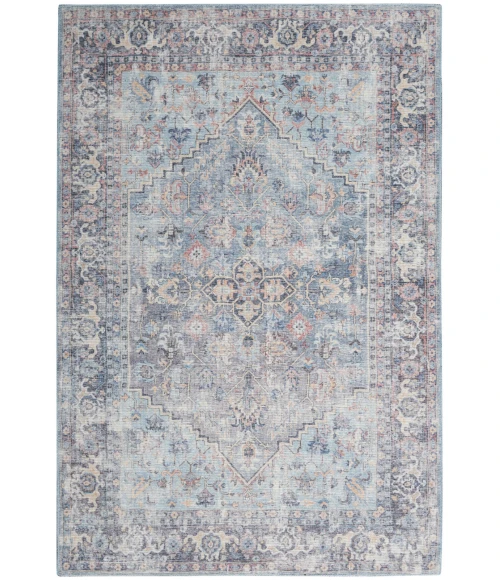 Nicole Curtis Machine Washable Series 1 Area Rug SR104 Blue 4' x 6'