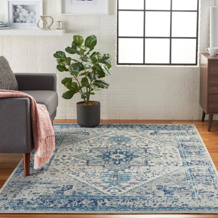 Nourison Tranquil Area Rug TRA06-Ivory/Light Blue