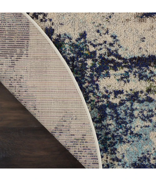Nourison Celestial Round Area Rug CES02-Ivory/Teal Blue