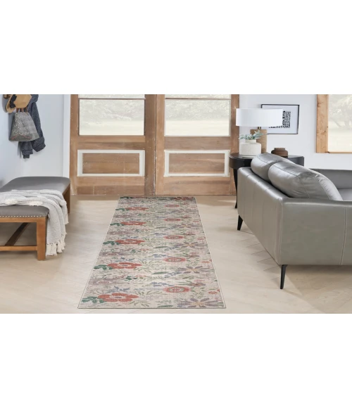 Nourison Nourison Washables Cream Multicolor NWB06 2 ft. 2 in. X 8 ft. Rectangle Rug