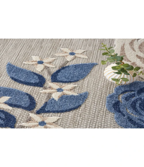 Nourison Aloha Blue Grey ALH32 7’10” Round Rug