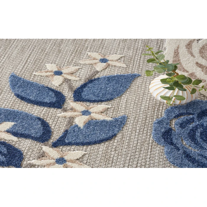 Nourison Aloha Blue Grey ALH32 7’10” Round Rug