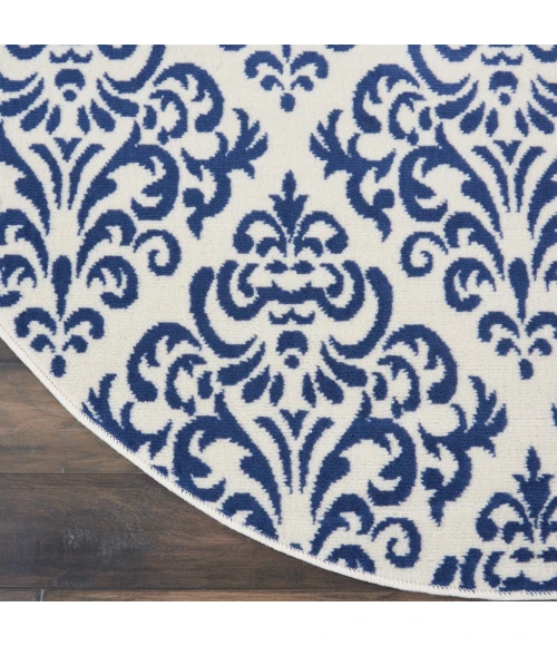 Nourison Grafix Round Area Rug GRF06-White/Blue