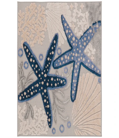 Nourison Aloha Blue Grey ALH24 3 ft. Square Rug