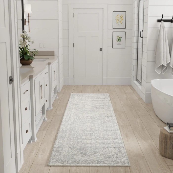 Nourison Astra Machine Washable Grey ASW12 2 ft. 2 in. X 8 ft. Rect. Rug