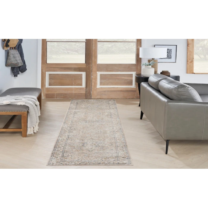 Nourison Astra Machine Washable Beige ASW12 2 ft. X 6 ft. Rectangle Rug