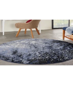 Nourison Home Passion PSN10 Light Blue Black 4 ft. Round Area Rug