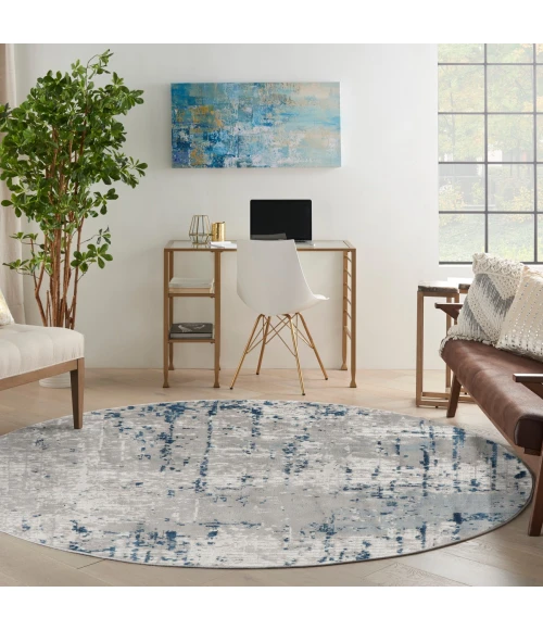 Nourison Quarry Ivory Grey Blue QUA01 8 ft. X Round Rug