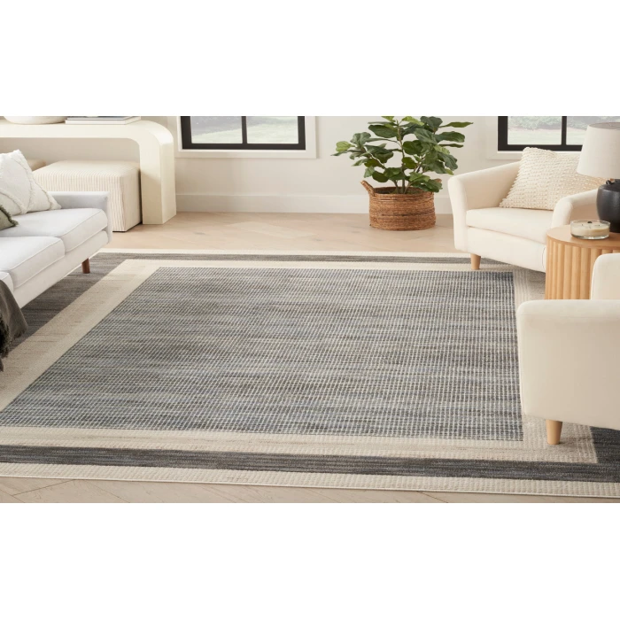 Nourison Serenity Home Grey Ivory SRH07 5 ft. 3 in. X 7 ft. 3 in. Rectangle Rug