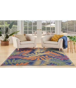 Nourison Home Aloha ALH18 Navy Multicolor 3 ft. 6 in. X 5 ft. 6 in. Area Rug