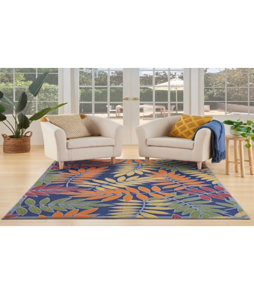 Nourison Aloha Navy Multicolor ALH18 3 ft. 6 in. X 5 ft. 6 in. Rectangle Rug