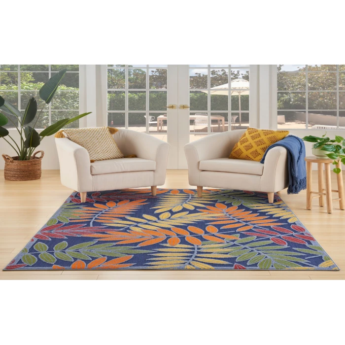 Nourison Aloha Navy Multicolor ALH18 3 ft. 6 in. X 5 ft. 6 in. Rectangle Rug