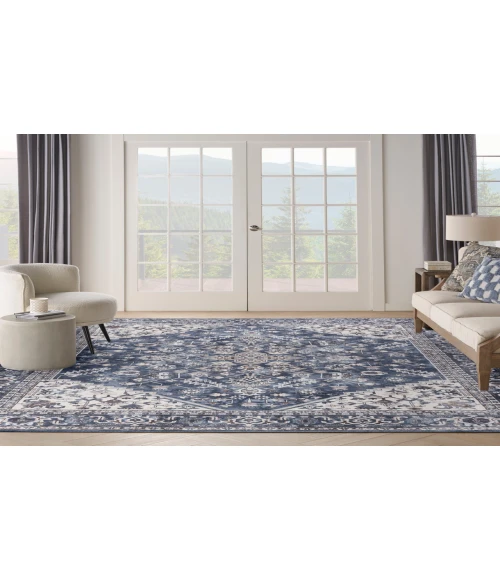 Nicole Curtis Machine Washable Series 1 Navy Ivory SR104 10 ft. X 14 ft. Rectangle Rug