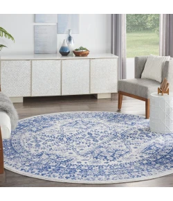 Nourison Home Whimsicle WHS15 Ivory Navy 8 ft. Round Area Rug