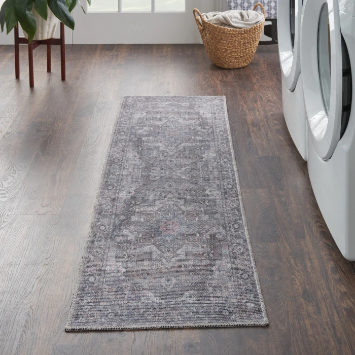 Nicole Curtis Machine Washable Series 1 Area Rug SR101 Grey