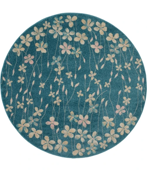 Nourison Tranquil Round Area Rug TRA04-Turquoise