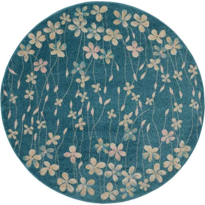 Nourison Tranquil Round Area Rug TRA04-Turquoise