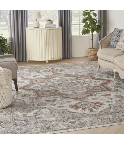 Nourison Astra Machine Washable Grey Multicolor ASW12 10ft. x 14ft. Rect. Rug