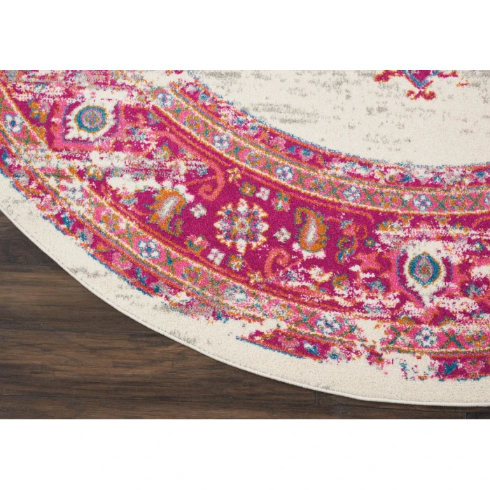 Nourison Passion Round Area Rug PSN03-Ivory/Fuchsia