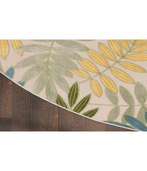 Nourison Aloha Green Multicolor ALH18 5 ft. 3 in. Round Rug