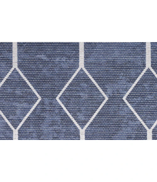 Nicole Curtis Machine Washable Series 1 Navy SR107 2 ft. 2 in. X 10 ft. Rectangle Rug
