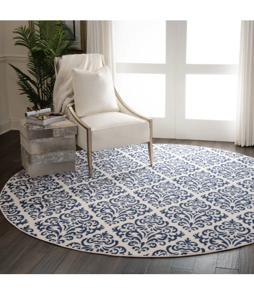 Nourison Grafix Round Area Rug GRF06-White/Blue