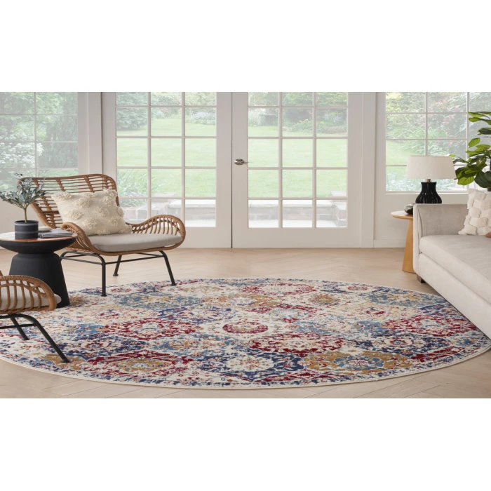 Nourison Grafix Blue Multicolor GRF31 4 ft. Round Rug