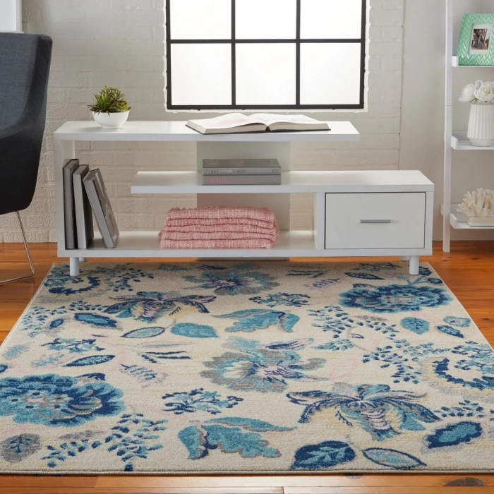 Nourison Tranquil Area Rug TRA02-Ivory/Light Blue