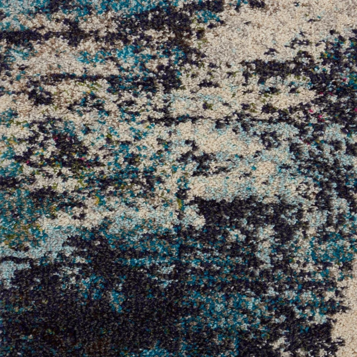 Nourison Celestial Area Rug CES02-Ivory Teal Blue
