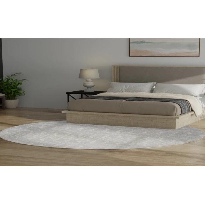 Nourison Astra Machine Washable Grey ASW10 7 ft. 10 in. Round Rug