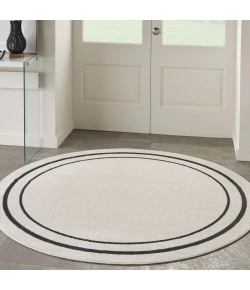 Nourison Home Nourison Essentials NRE02 Ivory/Black 8 ft. Round Area Rug