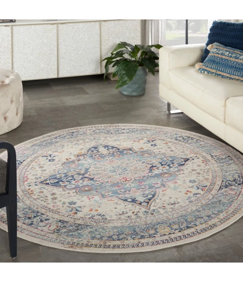 Nourison Vintage Kashan Area Rug VKA07-Ivory Blue