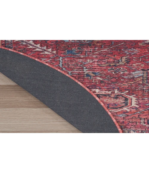 Nicole Curtis Machine Washable Series 1 Brick SR102 5 ft. 3 in. Round Rug