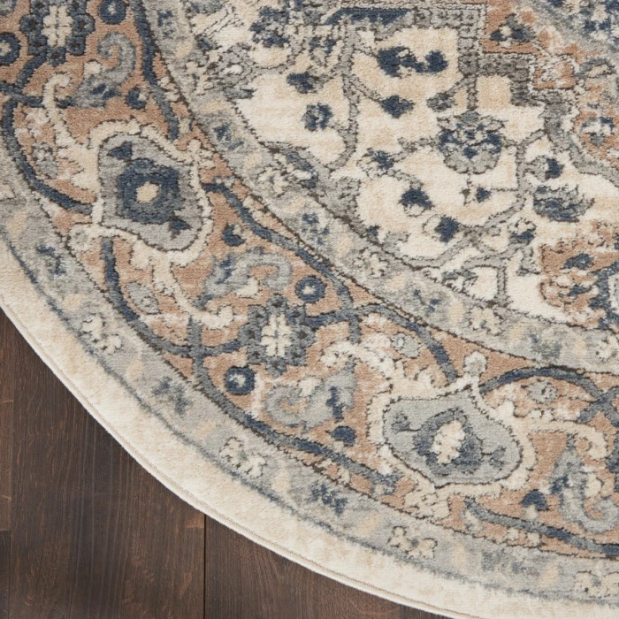 Nourison Quarry Ivory Grey QUA05 8 ft. X Round Rug