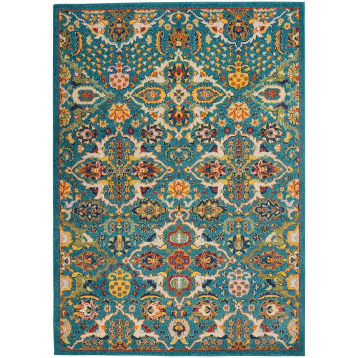 Nourison Allur Area Rug ALR03 Turquoise Ivory
