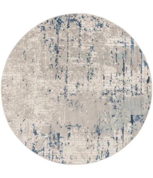 Nourison Quarry Ivory Grey Blue QUA01 5 ft. X Round Rug