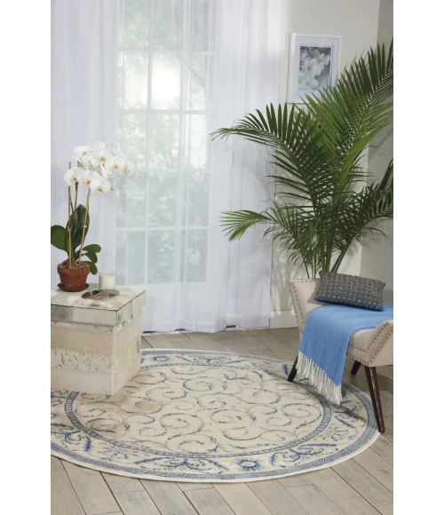Nourison Somerset Round Area Rug ST02-Ivory/Blue