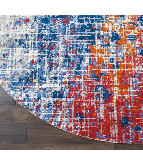 Nourison Twilight Round Area Rug TWI25 Red/Blue 8' Round