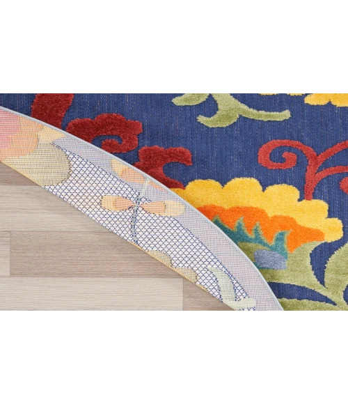 Nourison Aloha Navy Multicolor ALH17 7’10” Round Rug