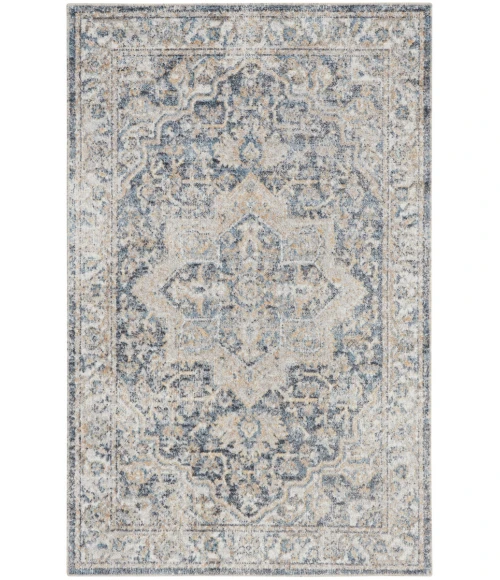 Nourison Astra Machine Washable Area Rug ASW12 Grey/Blue