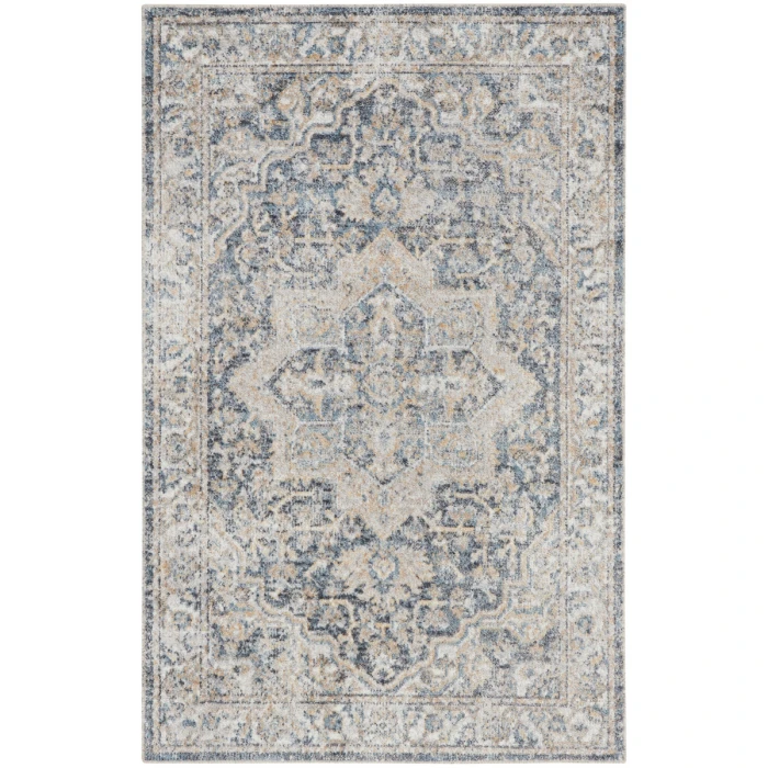 Nourison Astra Machine Washable Area Rug ASW12 Grey/Blue