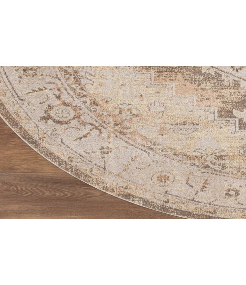 Nourison Astra Machine Washable Beige ASW11 5 ft. 3 in. Round Rug